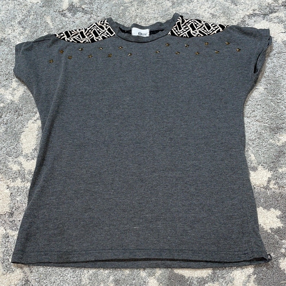 DeepNy Medium Gray Star Embellished T-shirt